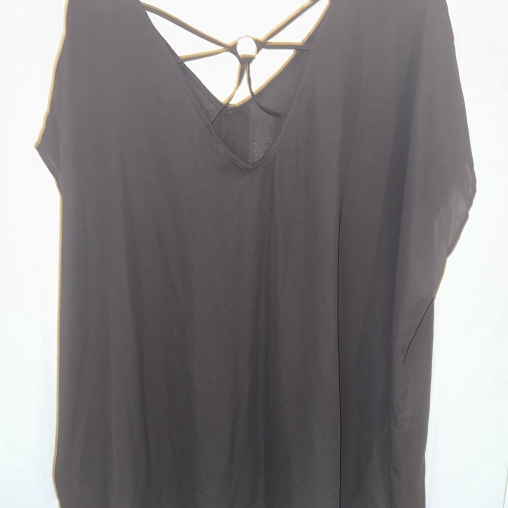 TORRID GEORGETTE STRAPPY BACK DOLMAN SHORT SLEEVE BLOUSE NEW - Picture 9 of 11